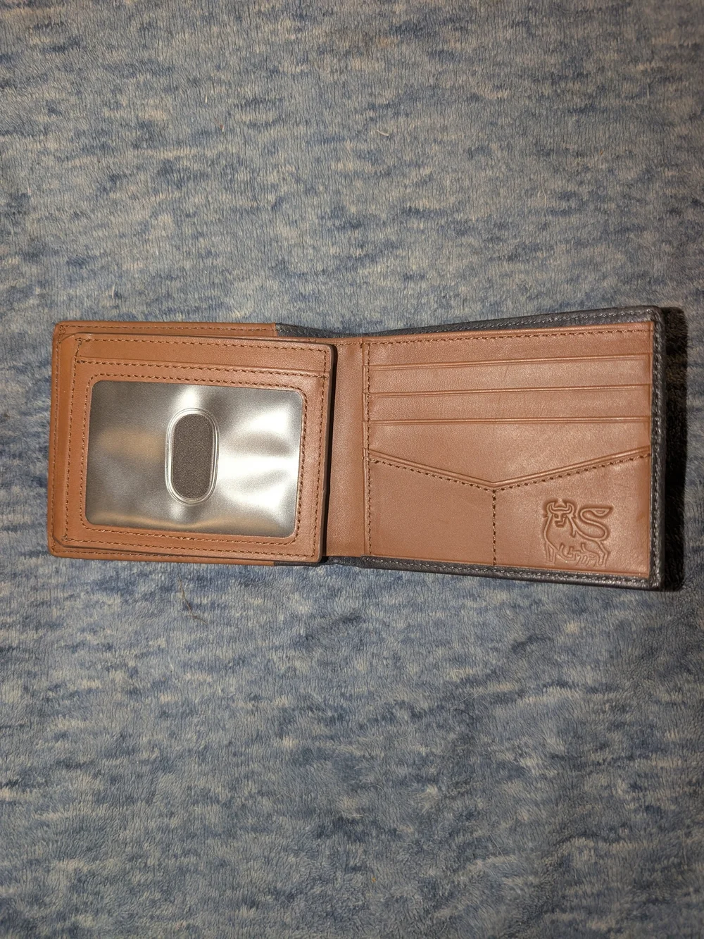 Fossil Two-Tone Tan and Black Leather Bifold Wallet